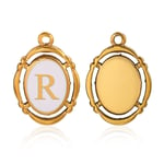 Colore oro / 1 pezzo alla moda retrò stile ovale lettera R forma acciaio inossidabile placcato Colore oro  ciondolo da donna Immagine18